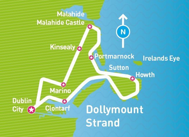 Malahide Tour Map, dollymount strand